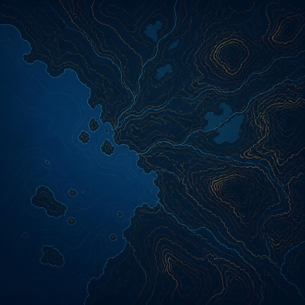 Stylized topographic map of Kisumu region near Lake Victoria